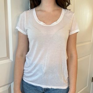 J.Crew Sheer White Scoop Neck Tee